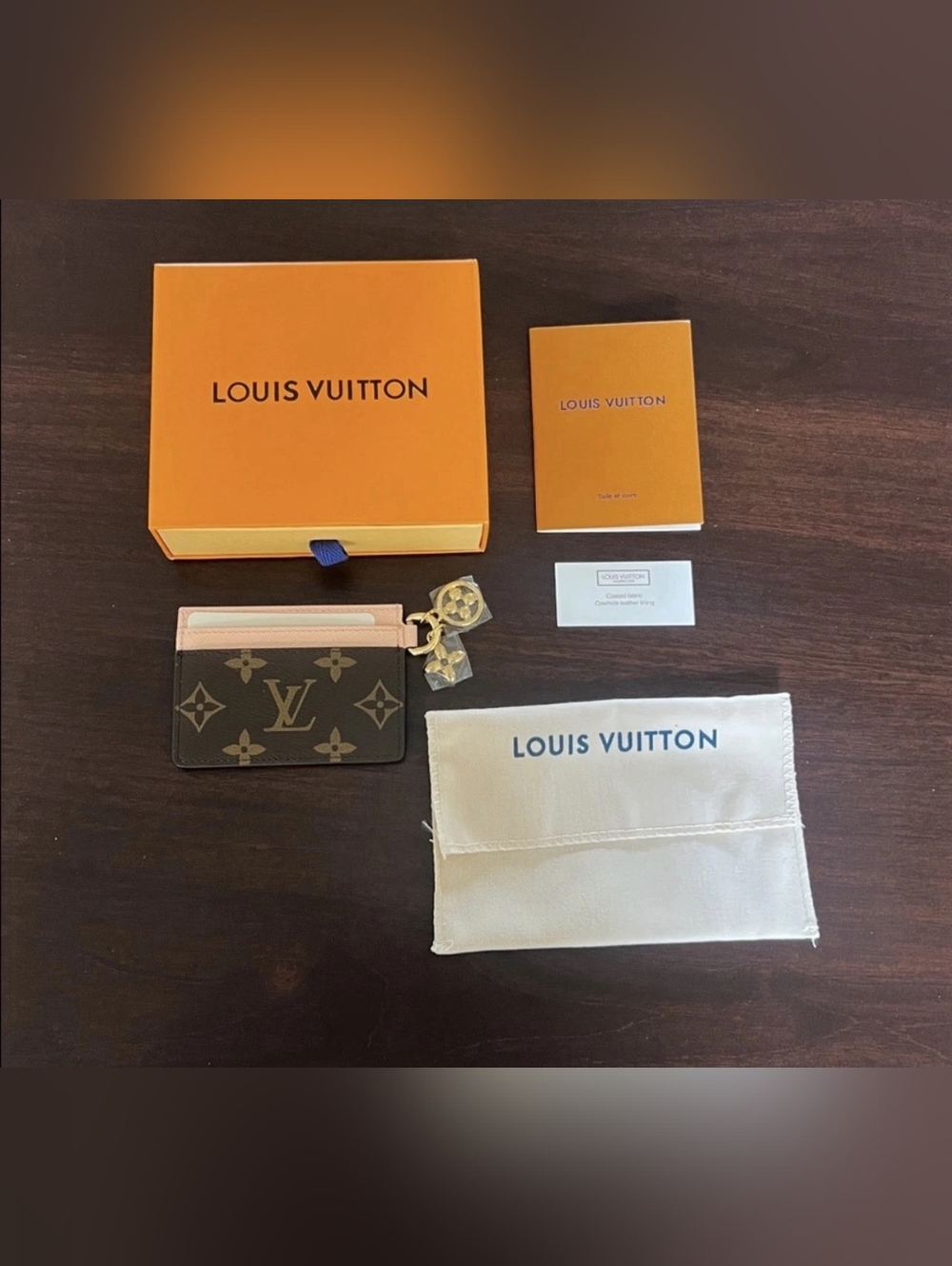 Louis Vuitton Monogram Card & Key Holder with Pink Trim and Gold Hardware